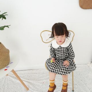 Váy sọc caro cổ bèo cho bé