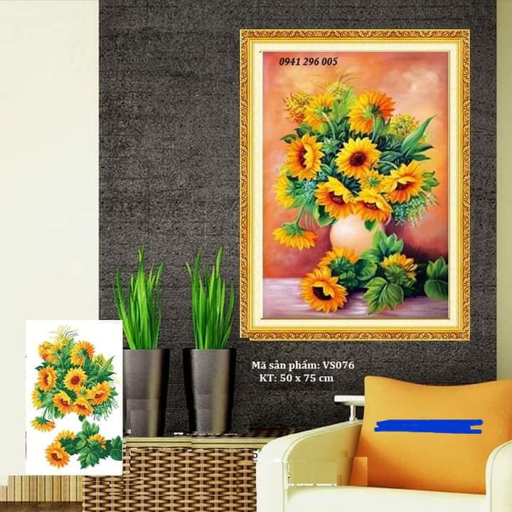 Tranh đính đá 5D Hoa Hướng Dương VS076 (50x75cm) - chưa đính đá