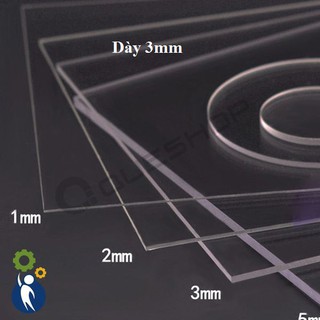 1 Tấm Mica dày 3mm kích thước 30cmx30cm, Tấm nhựa mica trong nguyên liệu Handmade