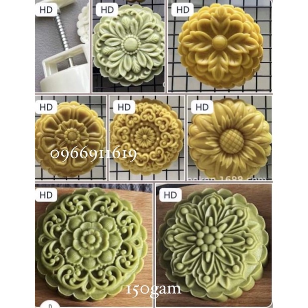 bộ khuôn bánh trung thu 7 mặt vân cổ truyền 150gam