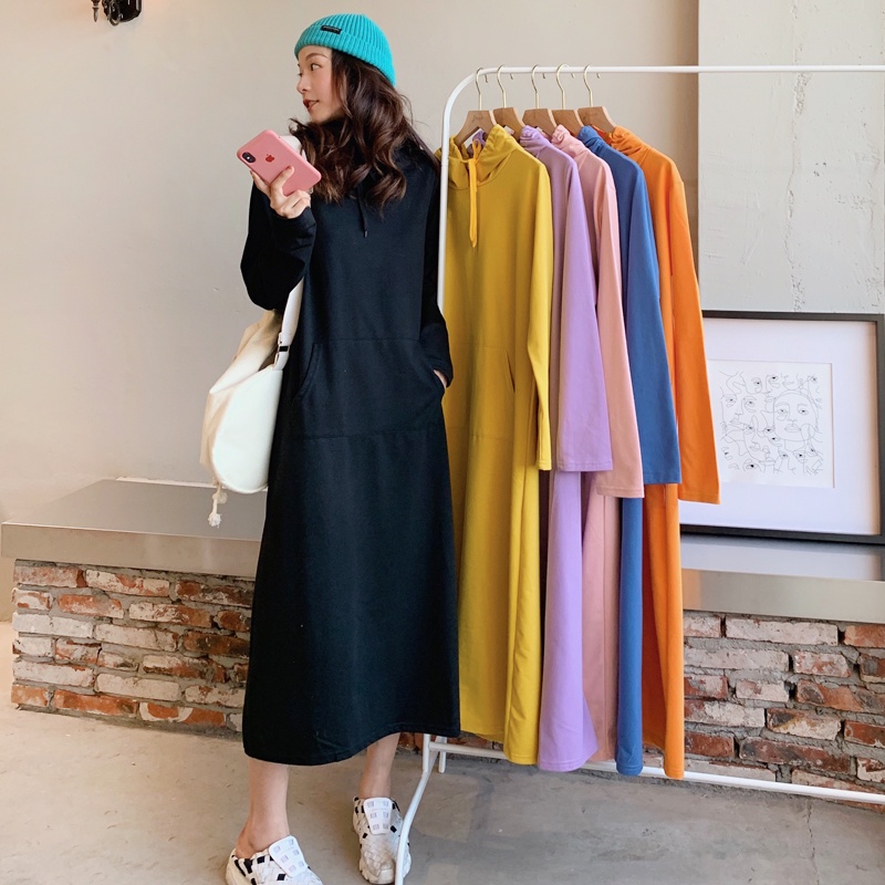 SUXI Áo Hoodie Thể Thao Tay Dài Dáng Rộng Màu Sắc Đơn Giản Thời Trang Xuân Thu Cho Nữ