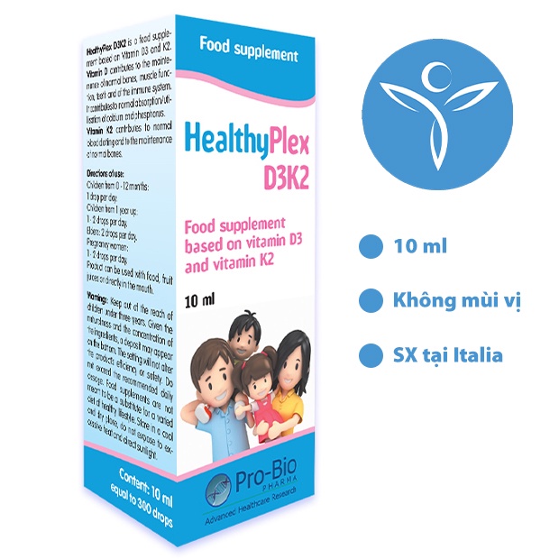 Vitamin D3 chính hãng - Healthy Plex D3-K2 Tăng chiều cao vượt trội