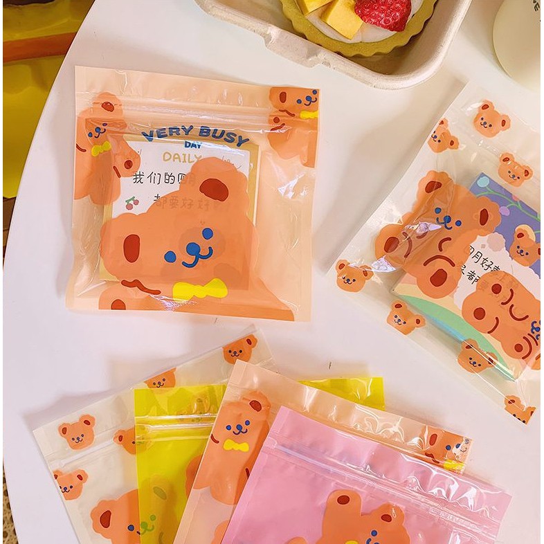 Túi ziplock đựng bánh kẹo thức ăn nhanh trong suốt sức chứa lớn in hình gấu hoạt hình dễ thương