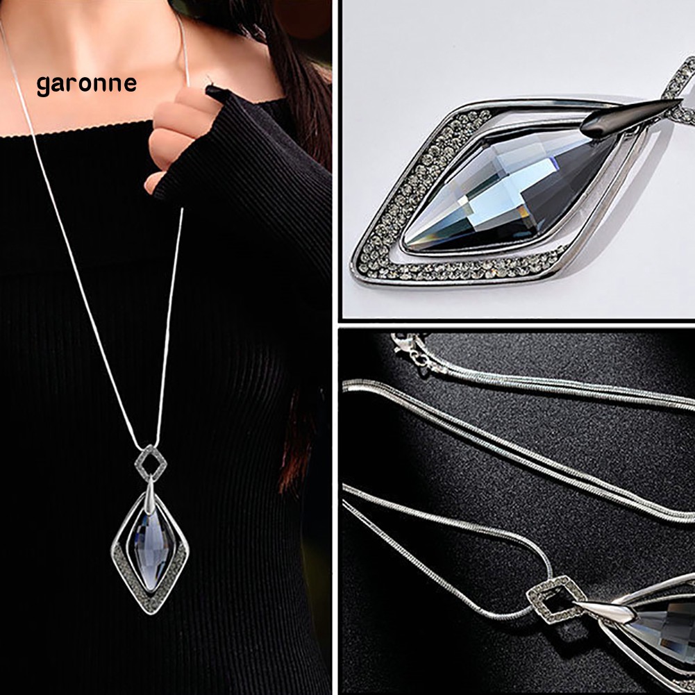 Dây chuyền mặt hình thoi đính đá thời trang cho nữ