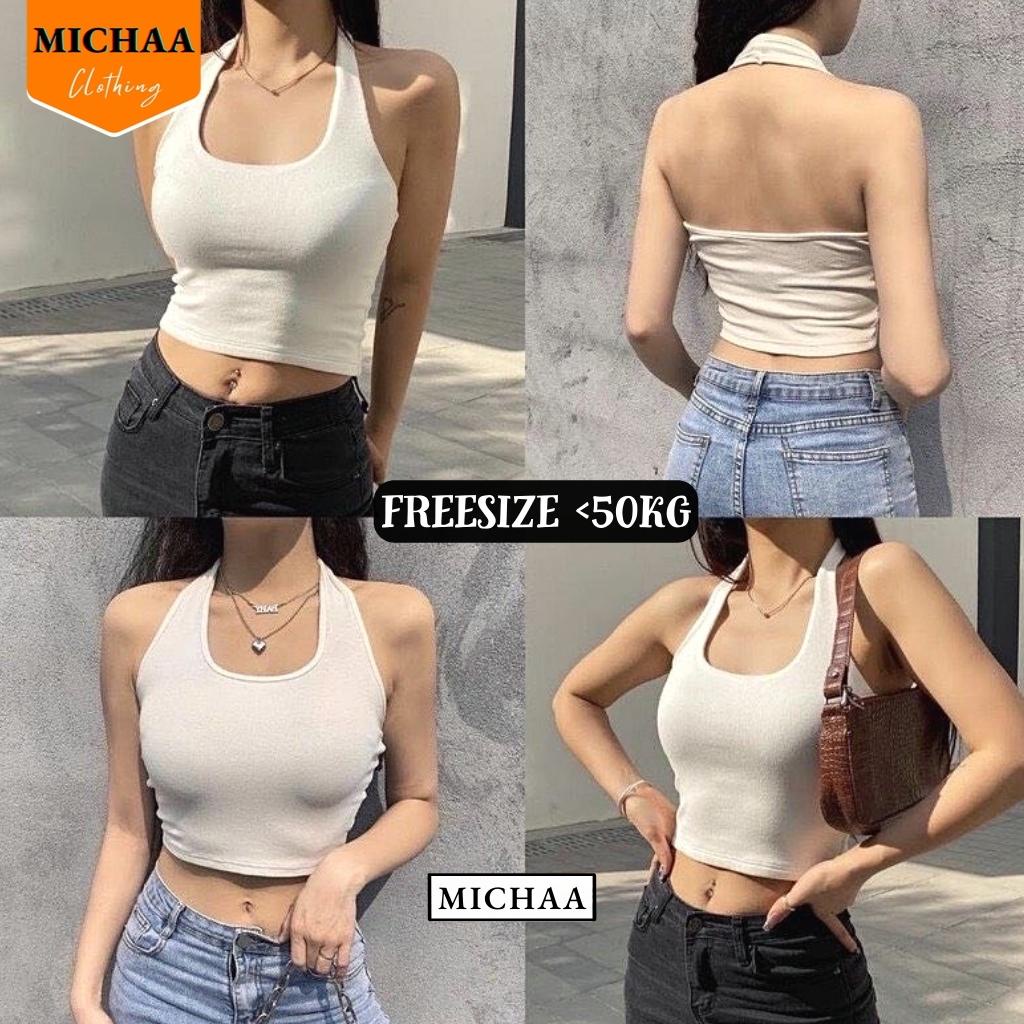 Áo Croptop CỔ YẾM HỞ LƯNG Nữ Thun Borip Ulzzang Kiểu Choàng Ôm Body Đẹp 2 Màu - MICHAA