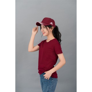 Áo thun trơn nữ cổ tròn UNIU đỏ đô