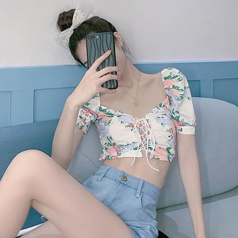 Áo Kiểu Thời Trang Tay Ngắn Cổ Chữ V Phong Cách Hàn Quốc Gợi Cảm Cho Nữ