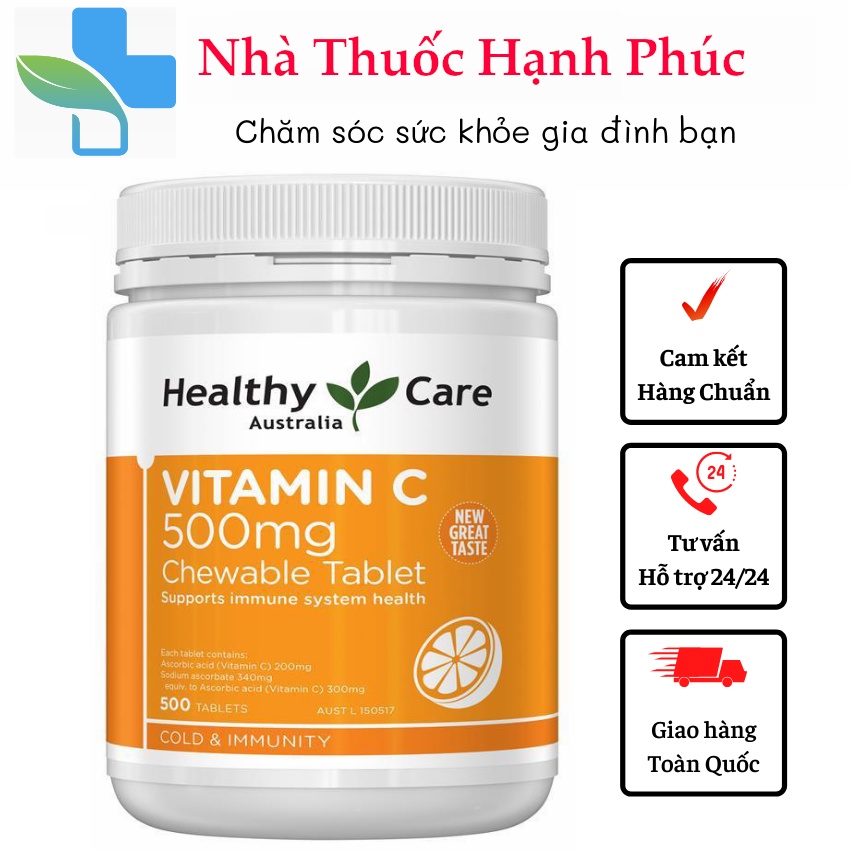 [Tem Chemist] Vitamin C heathy Care 500mg - Úc lọ 500v