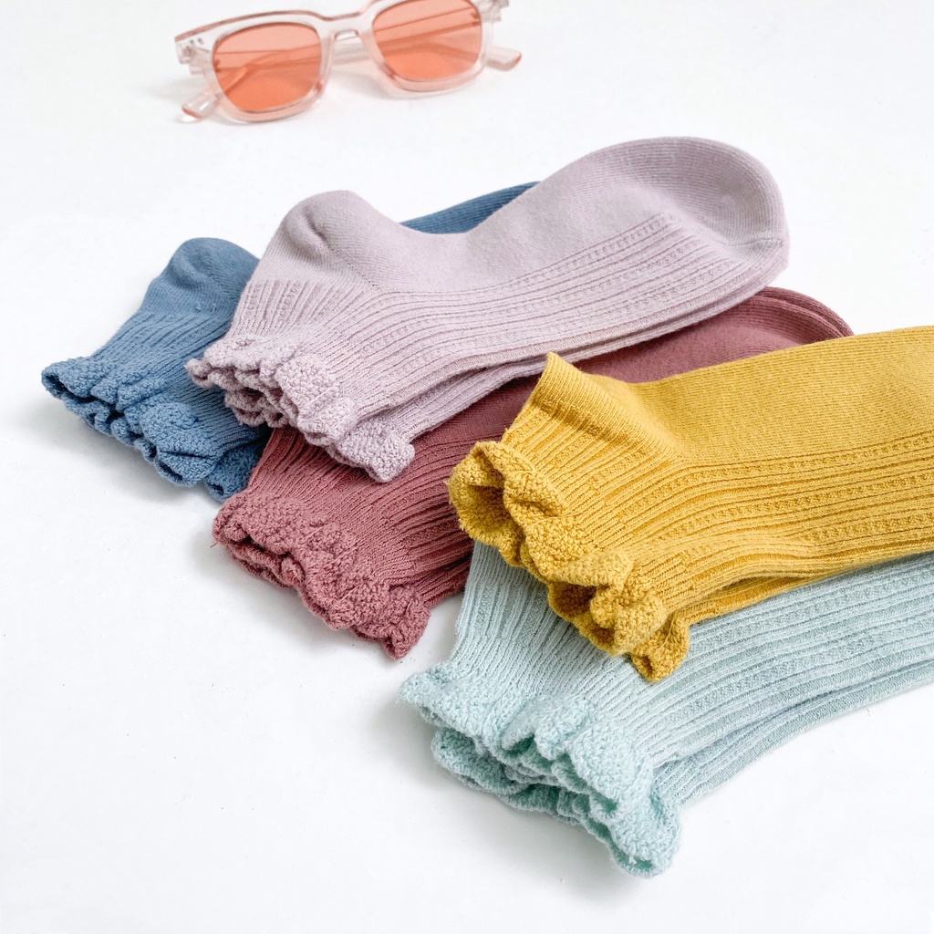Vớ tất cotton cổ thấp nhiều màu, họa tiết dễ thương thời trang Vintage Fmstyle Saigon 21PK06UR0310