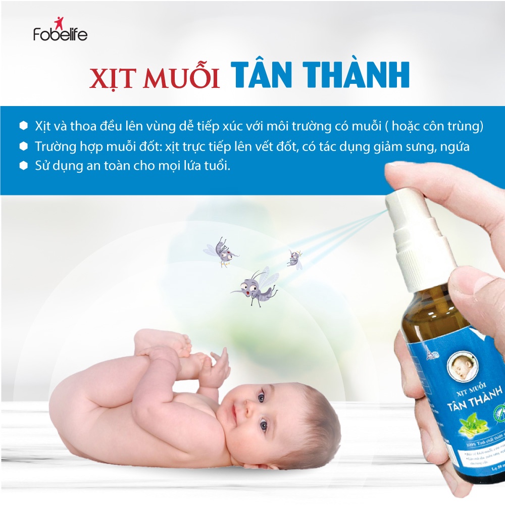 Xịt Chống Muỗi Tân Thành Fobelife Từ Tinh Dầu Thiên Nhiên - Chai 50ml