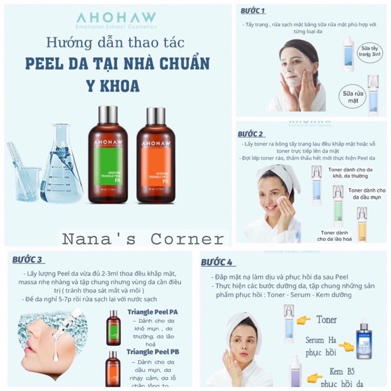 Dung dịch peel da Ahohaw Triangle Peel PB & Peel