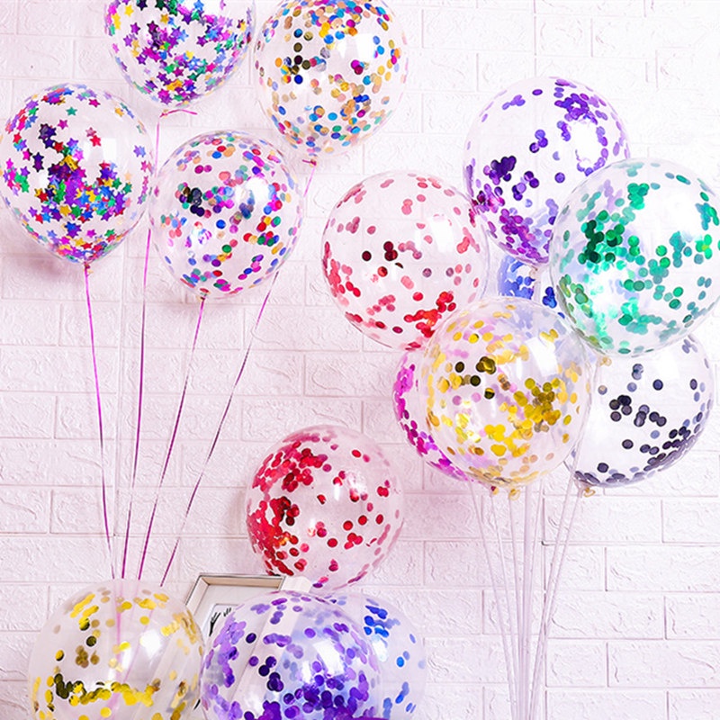 Bong Bóng 12 Inch Màu Vàng Hồng Kim Sa Lấp Lánh Trang Trí Tiệc