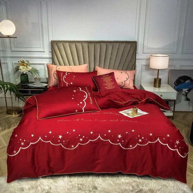 Sét chăn ga gối lụa thêu nhập khẩu hót hít 2020