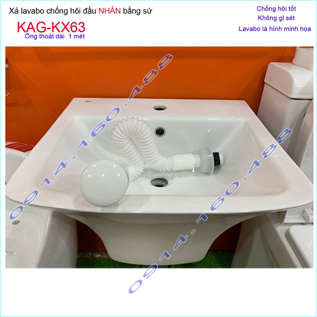 Giao hỏa tốc Xả lavabo Kace KAG-KX63, bộ xả đầu nhấn sứ chậu rửa mặt, xả lavabo cho chậu sứ