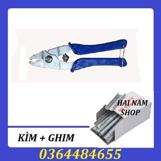 Combo 1 kìm đơn và 1 hộp ghim dùng để ráp lồng chim lồng thỏ lồng gà công nghiệp -900