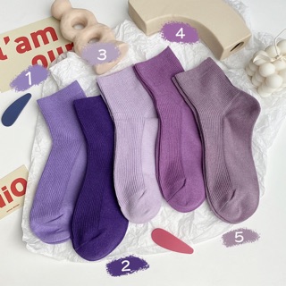 Tất Nữ Cổ Cao Nhật Bản Cao Cấp Cotton Màu Trơn Vớ Nữ Trơn Hàn Quốc Cổ Cao
