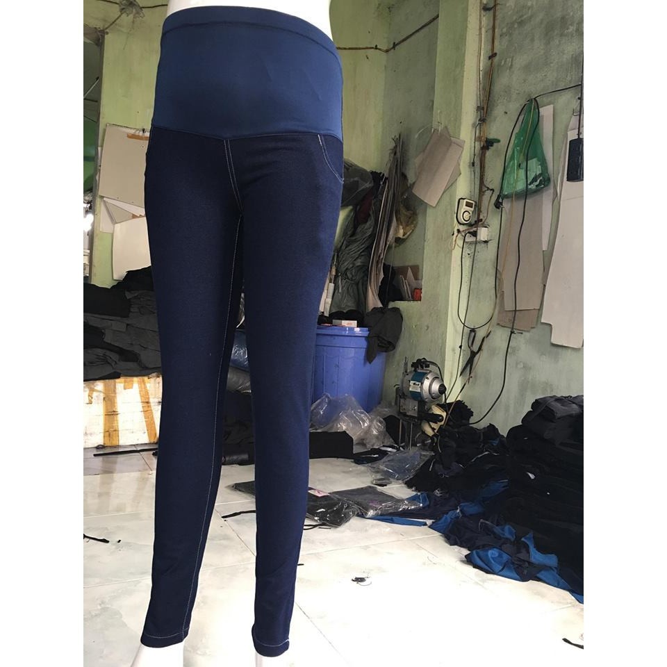 Quần bầu Giả jean có đáp bụng và chun chỉnh tiền lợi- quần legging dài