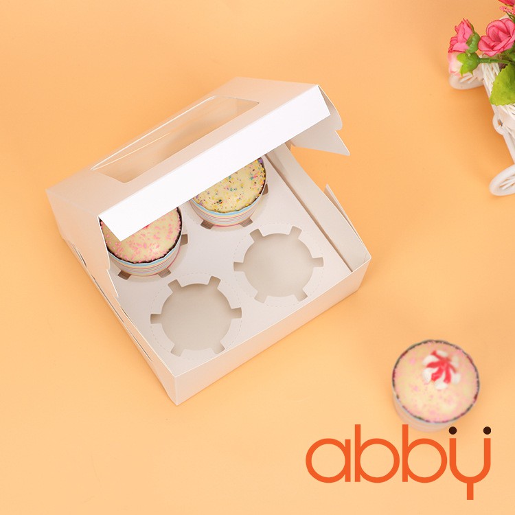 Hộp cupcake trắng  4 ô