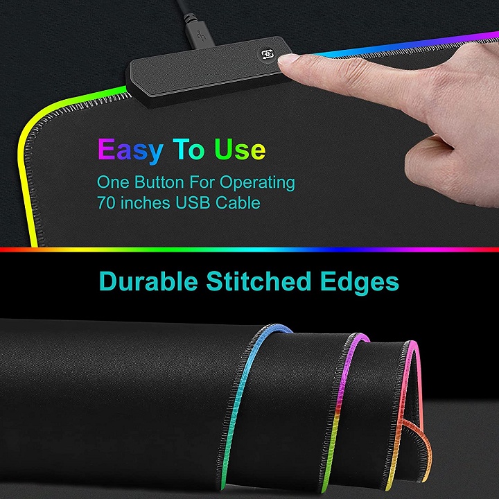 Lót chuột 25x30cm và 80x30cm dày 4mm tích hợp Led RGB FGD-02