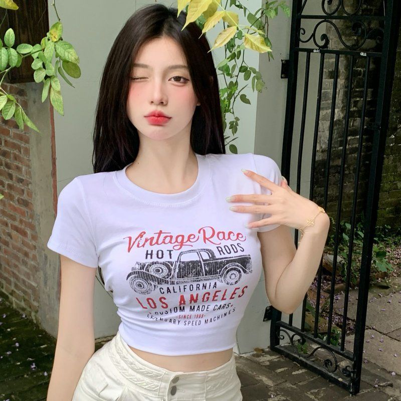 Áo Thun Tay Ngắn Cổ Tròn In Họa Tiết Thời Trang Mùa Hè Hàng Mới Dành Cho Bạn Nữ