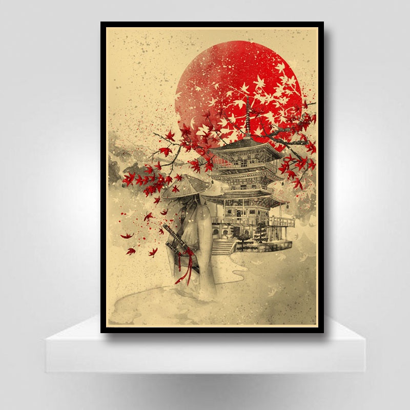 Tranh Treo Tường In Hình Chân Dung samurai Nhật Bản Trang Trí Nội Thất