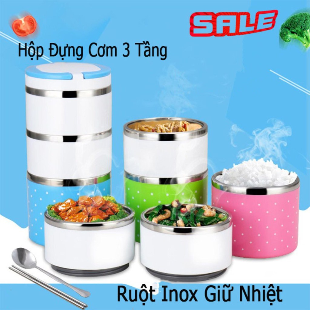 Hộp cơm giữ nhiệt 2 lớp ruột inox, Hộp đựng cơm văn phòng