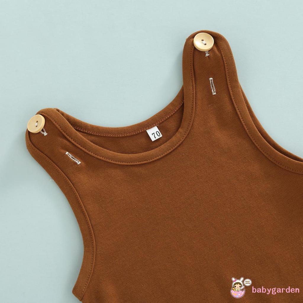 Bộ Áo Liền Quần Hai Dây Màu Sắc Trơn Thời Trang Mùa Hè Dành Cho Bé Trai 0-3 Tuổi