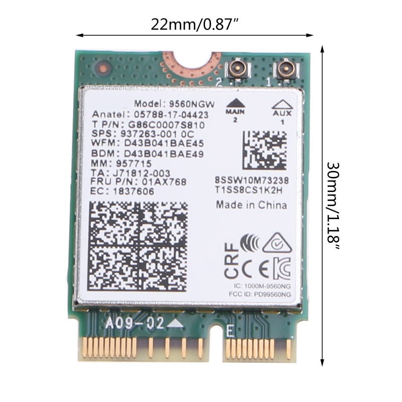 Thẻ WiFi 9560NGW 802.11ac Không Dây Cho Key E Key E 2.4 / 5G M.2