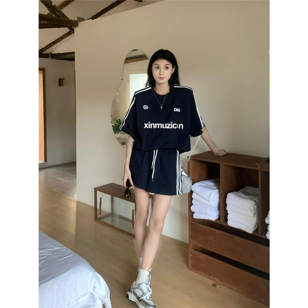 Áo Thun Nữ Cổ Tròn Tay Lỡ Dáng Rộng In Chữ Phong Cách Hàn Quốc Thời Trang Mùa Hè