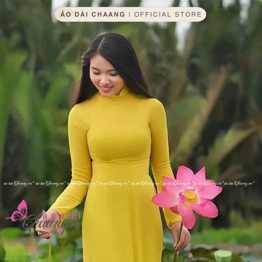 Áo dài 4 tà truyền thống_Chaang_May sẵn áo dài màu vàng cúc xinh tươi, vải đẹp