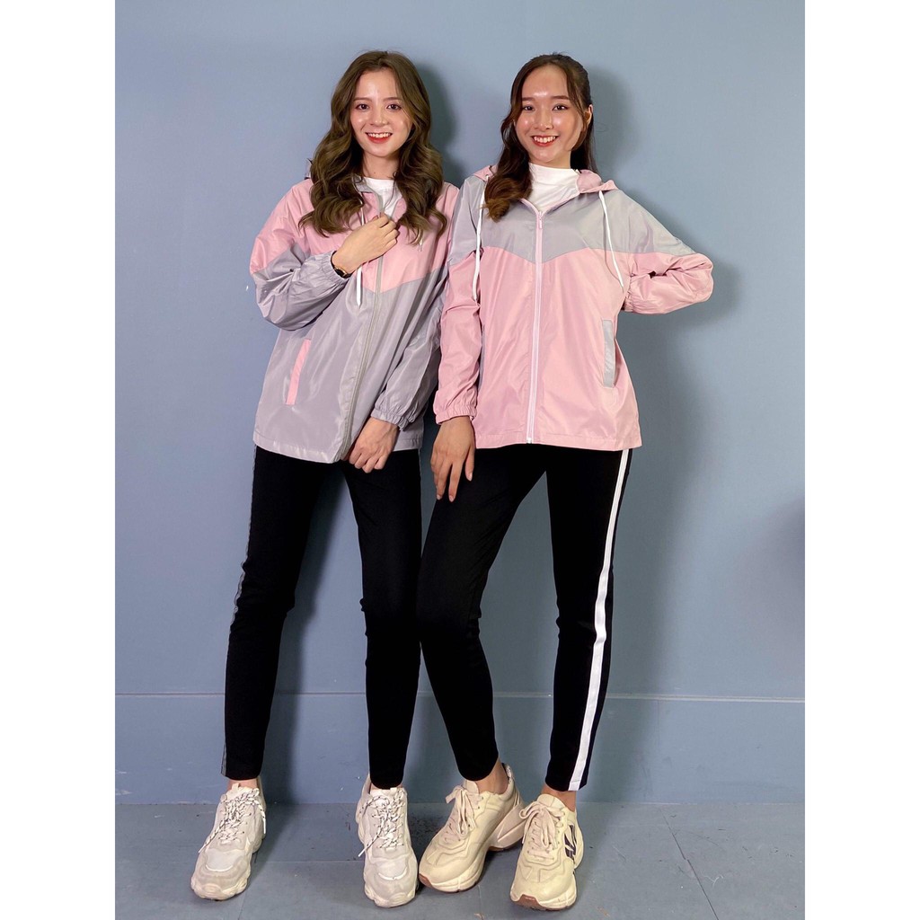 Áo Gió Nữ Đẹp Hàn Quốc Màu Hồng Pha Ghi Siêu Phẩm Chống Nước Mùa Lạnh | BigBuy360 - bigbuy360.vn