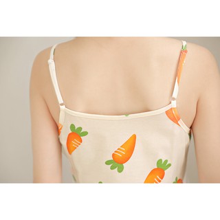 Váy ngủ 2 dây trắng cà rốt