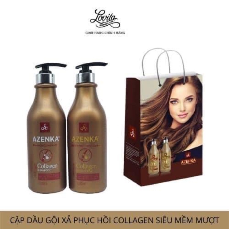 Dầu gội Collagen AZENKA - Hương nước hoa thơm lâu nhập Pháp - Chai 750 ml