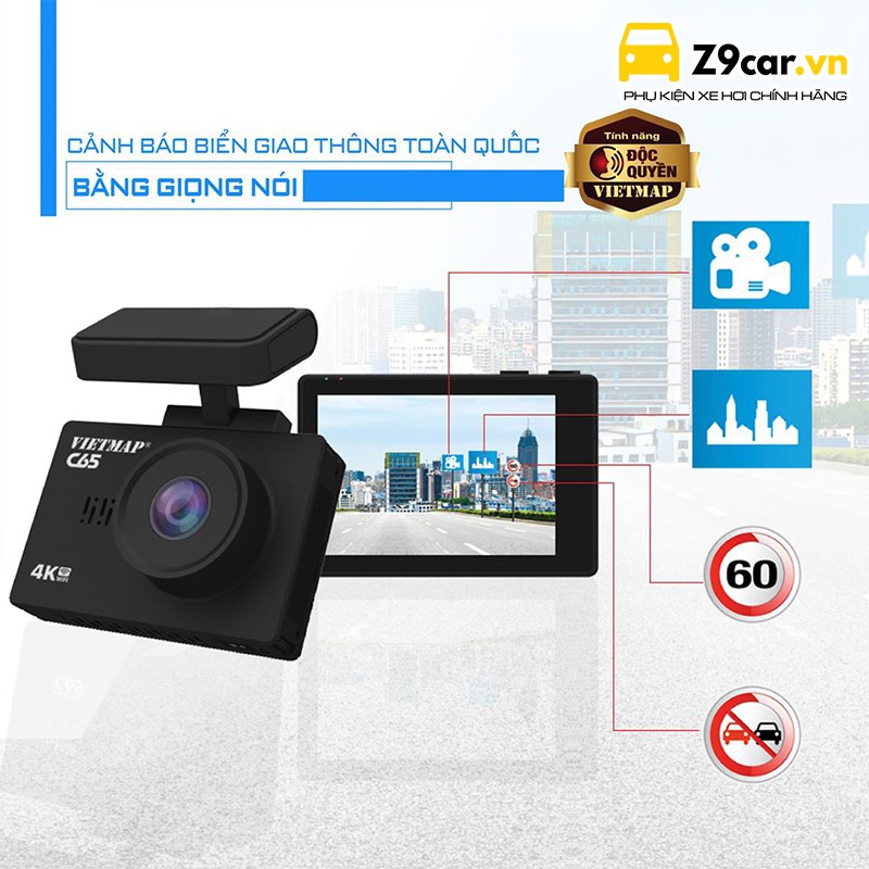 Camera hành trình Vietmap C65 UHD 4K ghi hình trước sau - Tặng kèm thẻ nhớ 32gb