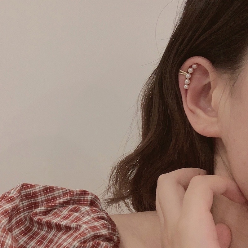 1 Khuyên Kẹp Vành Tai Đính Hạt Ngọc Trai Không Xỏ Dành Cho Nữ
