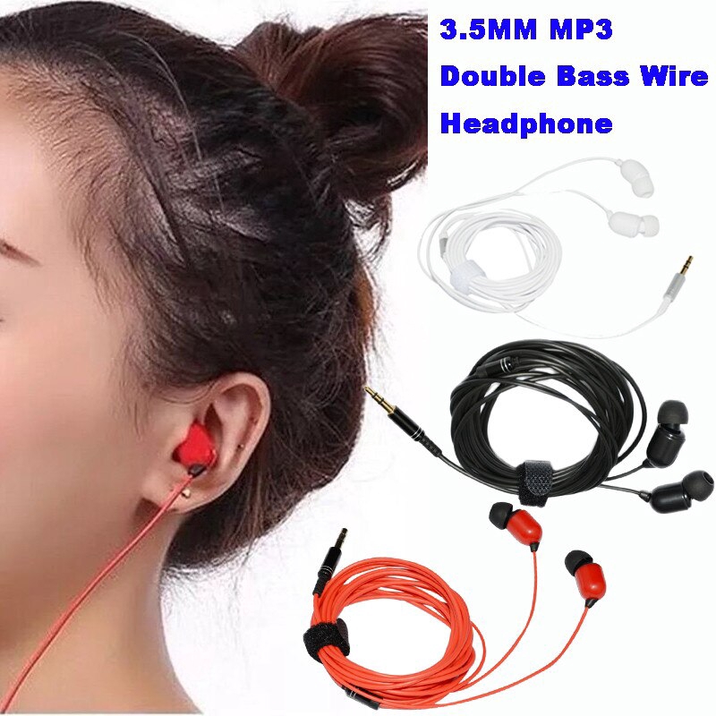 3.5MM MP3 Wired Earphones Double Bass Dual Drive Stereo 3 Meters Long Earphone Wire Earphones For Anchor Karaoke