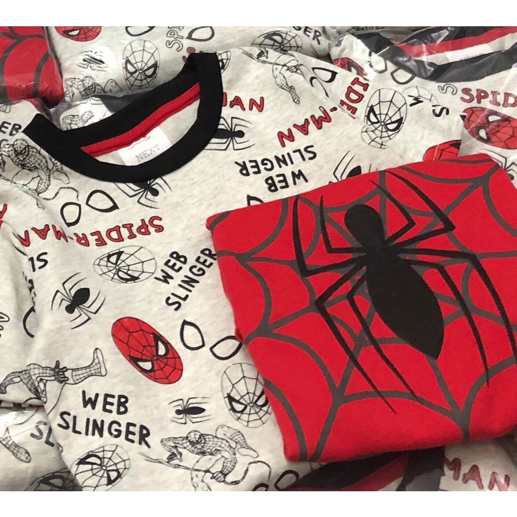 Bộ cộc tay chất cotton mềm Spider man thấm hút mồ hôi tốt cho bé trai, Bộ mùa hè cho bé trai
