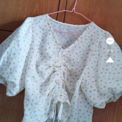 Áo Croptop Hoa Nhí Tay Phồng Rút Ngực Hàng Quảng Châu AK04 Kèm Ảnh Thật