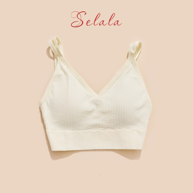 Áo Hai Dây Selala Gân Tăm Dây Quai 2 Bản Cá Tính Độc Đáo Dáng Ôm Đệm Sẵn 1cm 2S15