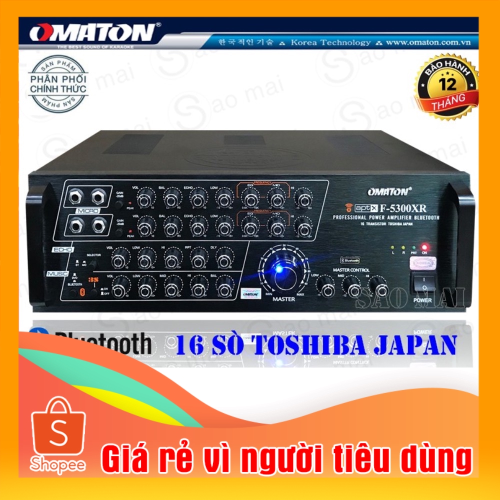 Ampli Bluetooth, Amply Karaoke Omaton F-5300XR HÀNG CAO CẤP - Tặng 2 chống lăn Micro