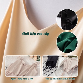 Áo hai dây lụa, Áo 2 dây trơn có size mặc trong Vest, Blazer, không nhăn có size - Meii
