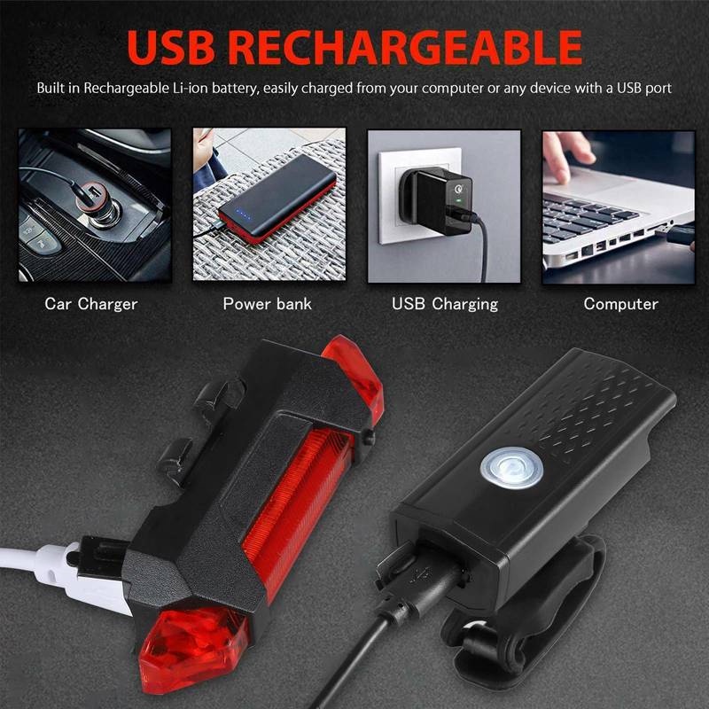 Đèn Pha Xe Đạp Leo Núi Phía Trước Có Thể Sạc USB