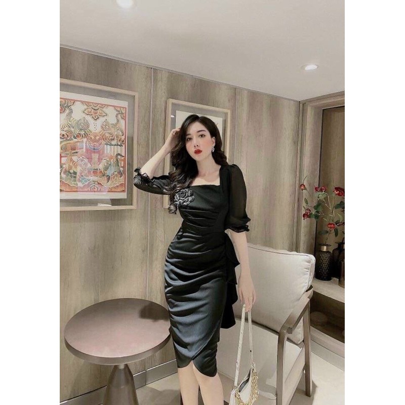 (ẢNH THẬT 3 MÀU)ĐẦM DỰ TIỆC BODY ÔM BÈO HÔNG TAY VOAN CÀI BÔNG GIÁ RẺ | BigBuy360 - bigbuy360.vn