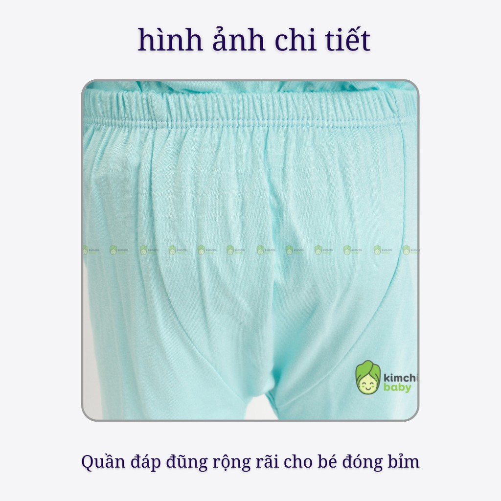 Đồ Bộ Bé Trai, Bé Gái Minky Mom Vải Thun Lạnh Cúc Giữa In Ngực Trơn Phối Viền, Bộ Sơ Sinh Cho Bé Mặc Thu Đông MKMSS2102