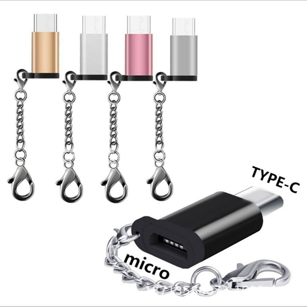 USB-C to Micro USB Adapter, Anti-lost Keychain USB Type-C to Micro USB Convert Connector [queen]