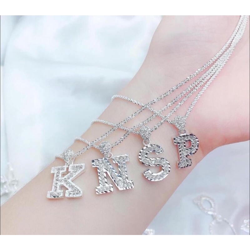 DÂY CHUYỀN BẠC MẶT CHỮ CÁI ĐÍNH ĐÁ CỰC XINH - DÂY CHUYỀN BẠC