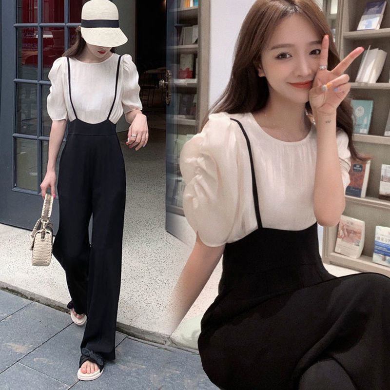 bộ áo Quần ống rộng cạp cao, quần yếm nữ | BigBuy360 - bigbuy360.vn