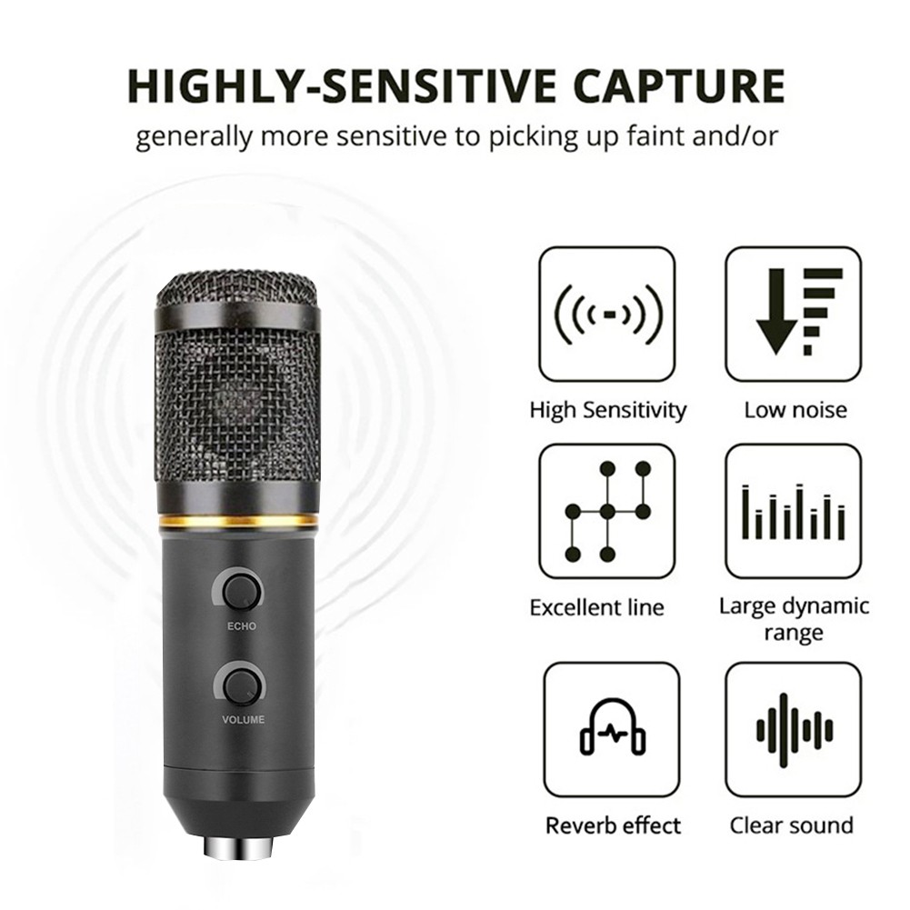 BM800 condenser microphone USB microphone computer recording microphone with tripod，Multifunctional Wired Cardioid Mic