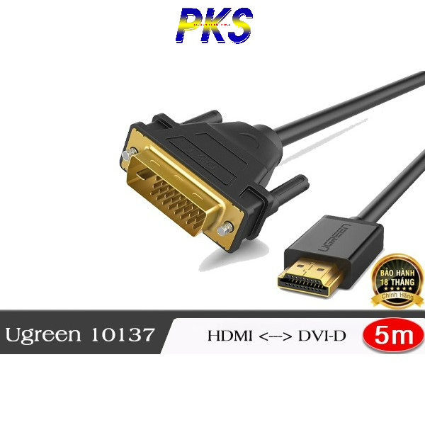 Cáp HDMI to DVI 24+1 dài 5m mạ vàng cao cấp Ugreen 10137 HD106