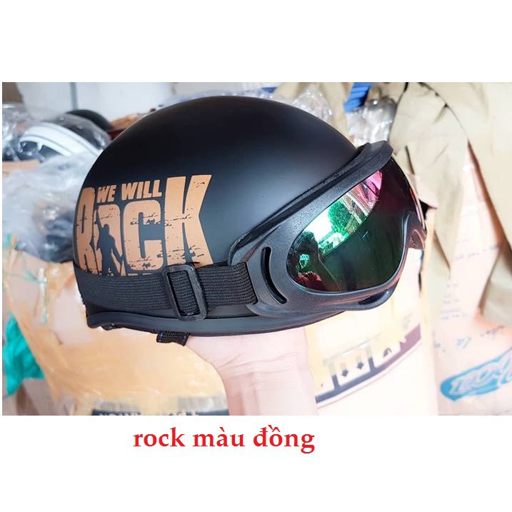 Mũ Bảo Hiểm Teem Rock, Nón Bảo Hiểm Đi Phượt Nửa Đầu Kèm Kính UV 400